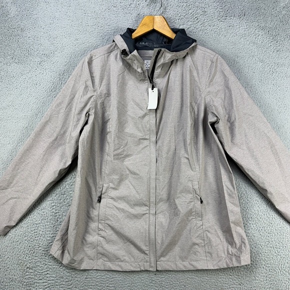 32 Degrees Cool Jacket Raincoat Womens 2XL Gray Full Zip Lightweight Stretch NEW - Picture 1 of 9